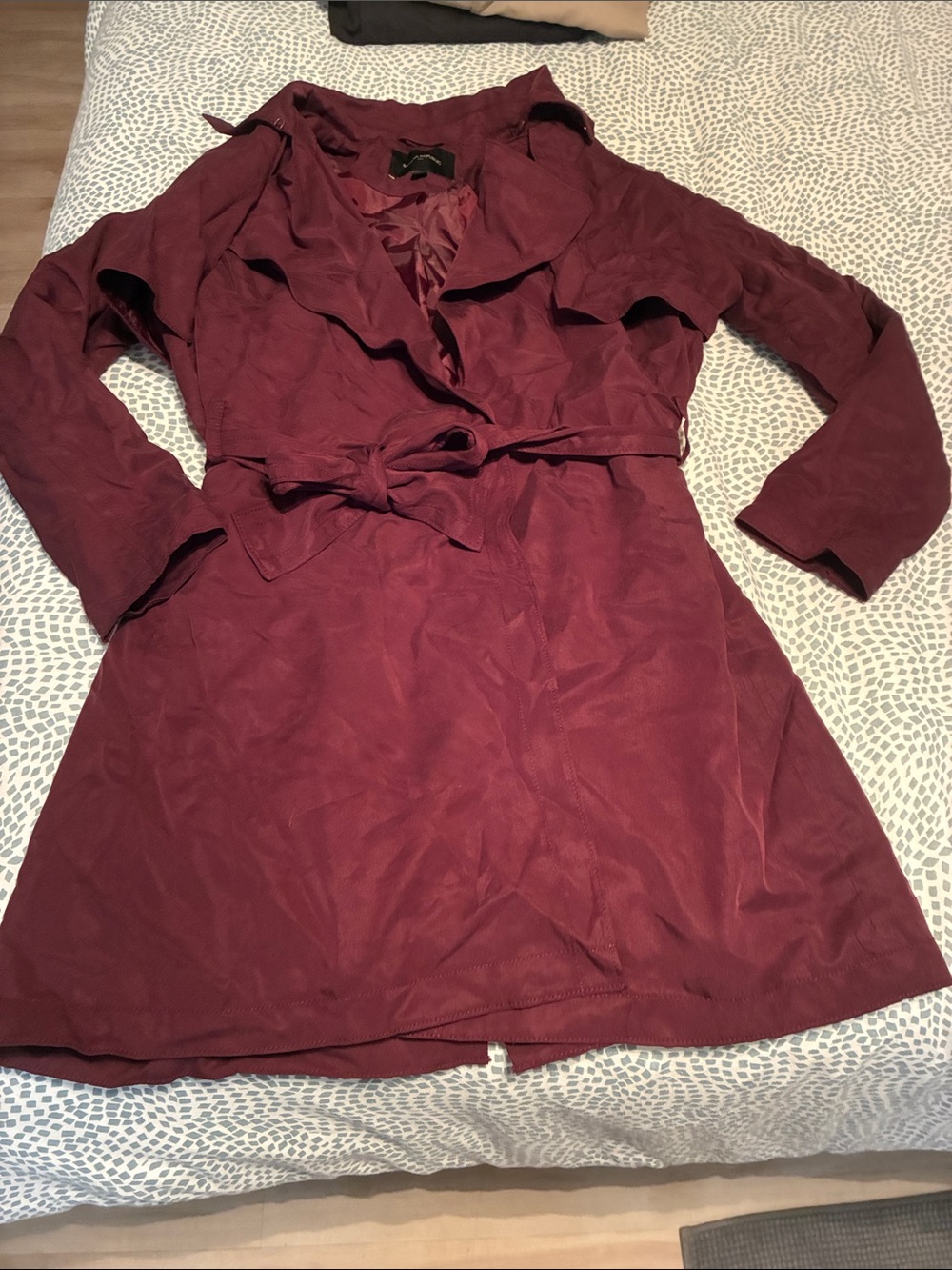 Women's Cranberry Soft Trench Coat with Belt